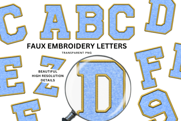 Review: Faux Embroidery Blue Jersey Alphabet PNG