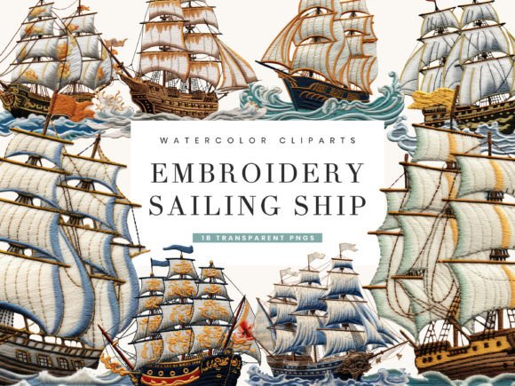 Reviewing the Embroidery Sailing Ship Clipart Bundle